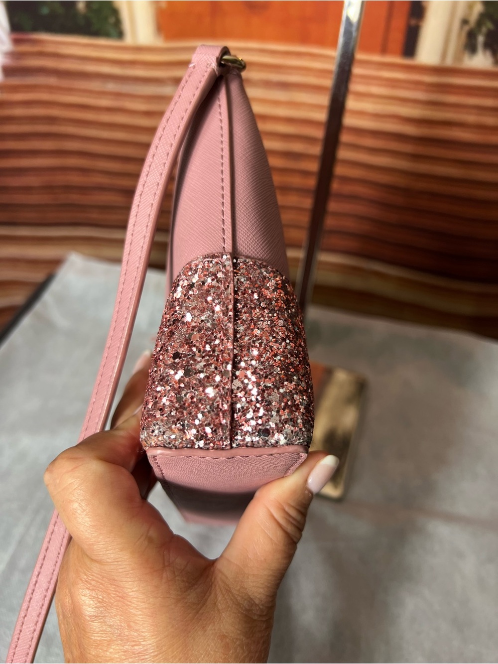 NWOT Kate Spade Leather Greta Court Glitter Ramey Crossbody Bag, Zip Closure 💖 - Picture 14 of 17